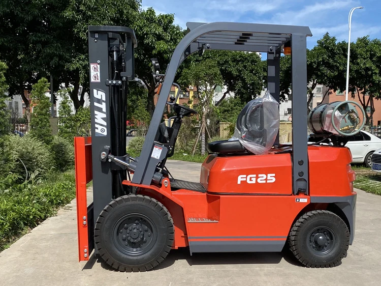 Stma Top Quality Gasoline Forklift Fg25 2500kg Capacity Gas Forklift Truck with 4800mm Container Mast